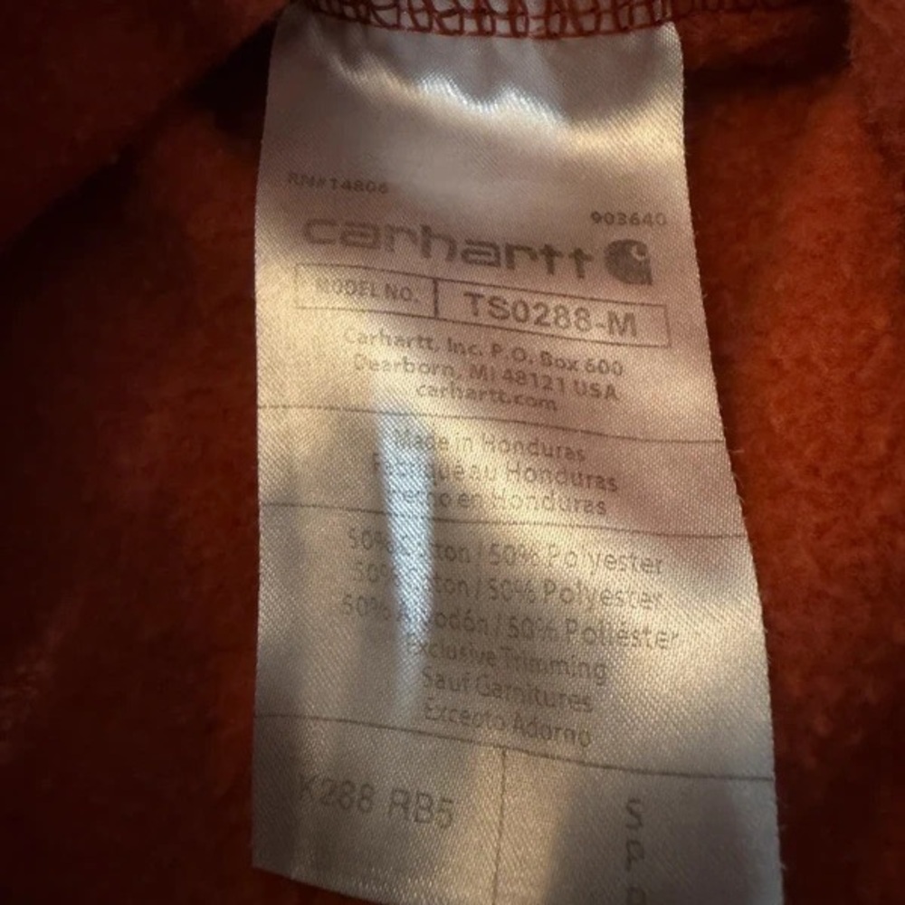 Carhartt Orange Pullover Hoodie with Sleeve Logo - Picture 5 of 5